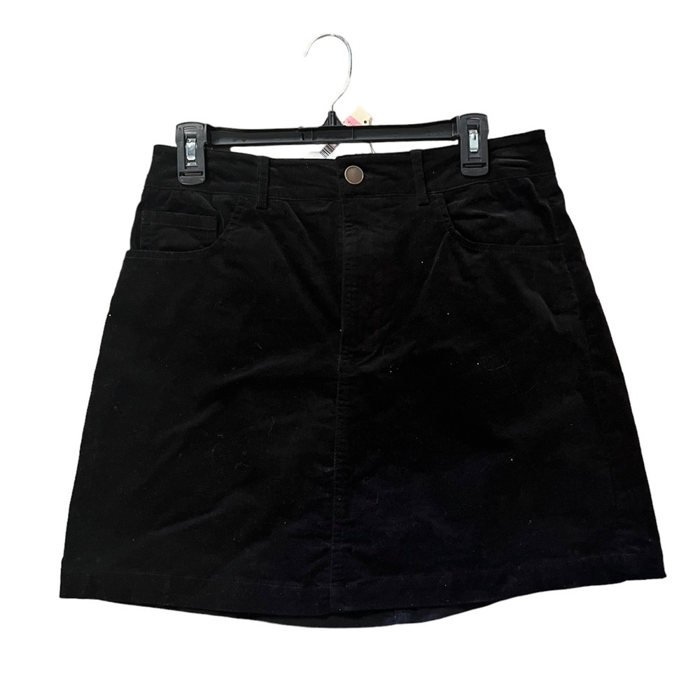 ✅Copper Key Velveteen Black Mini Skirt